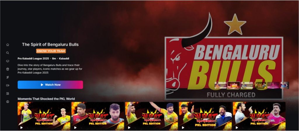 Choose match from available live streams