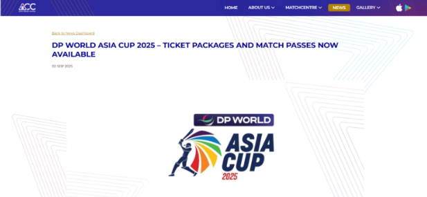 Asia Cup 2025 Tickets Booking