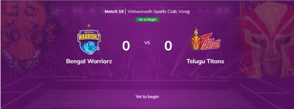 Bengal Warriors vs Telugu Titans Bengal Warriors vs Telugu Titans