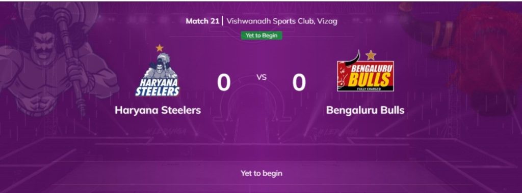 Haryana Steelers vs Bengaluru Bulls
