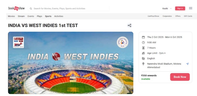 Open BookMyShow on your browser