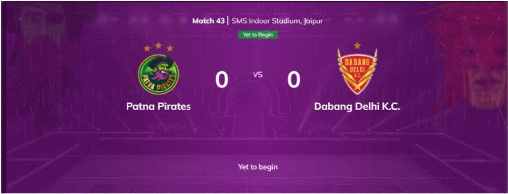Patna Pirates vs Dabang Delhi KC