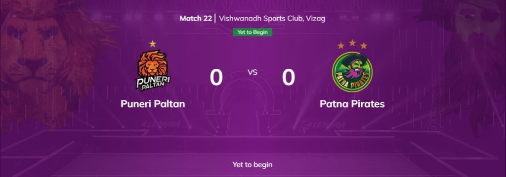 Puneri Paltan vs Patna Pirates Puneri Paltan vs Patna Pirates