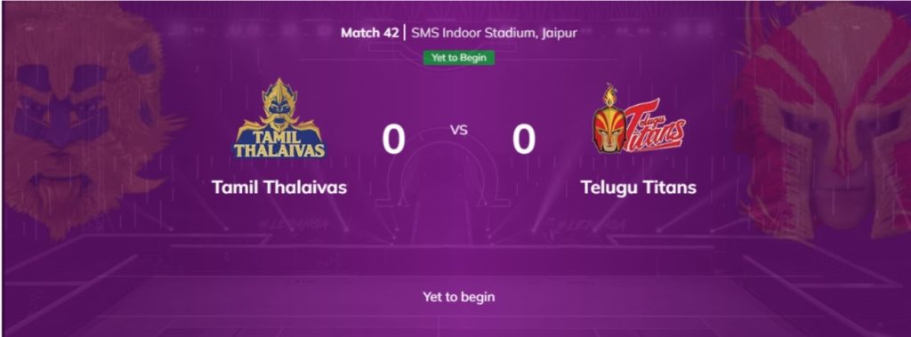 Tamil Thalaivas vs Telugu Titans Tamil Thalaivas vs Telugu Titans