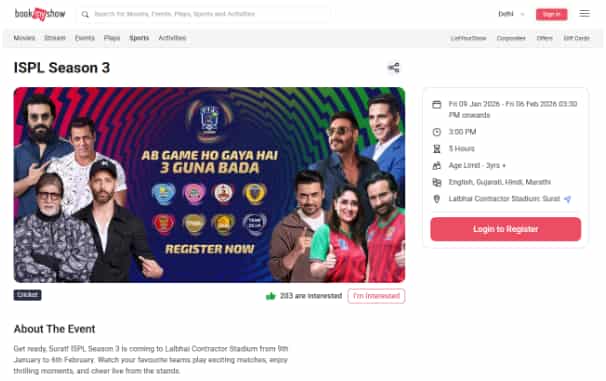 ISPL Season 3 2026 Tickets ISPL Season 3 2026 Tickets