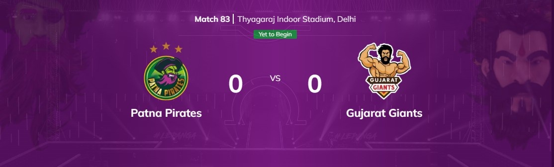 Patna Pirates vs Gujarat Giants Patna Pirates vs Gujarat Giants