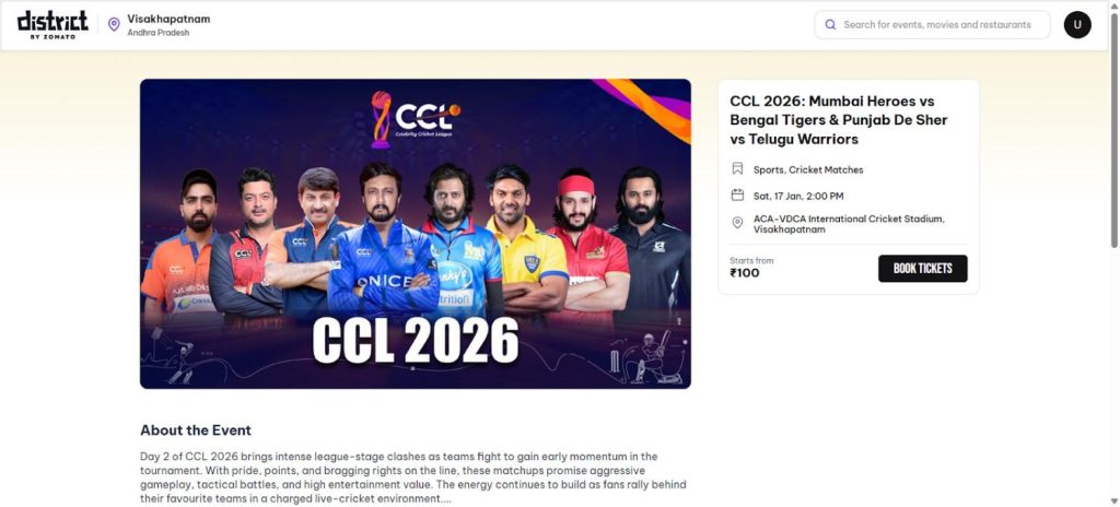 Celebrity Cricket League 2026 Tickets