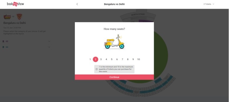 Select the number of seats
