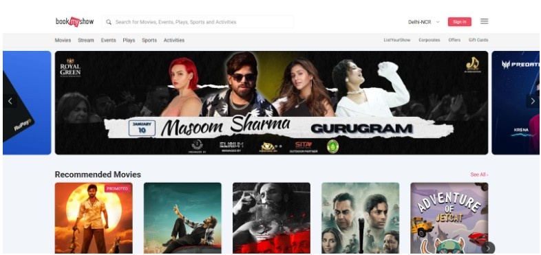 Visit the BookMyShow website