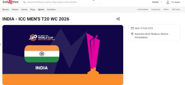 BookMyShow Ticketing Page