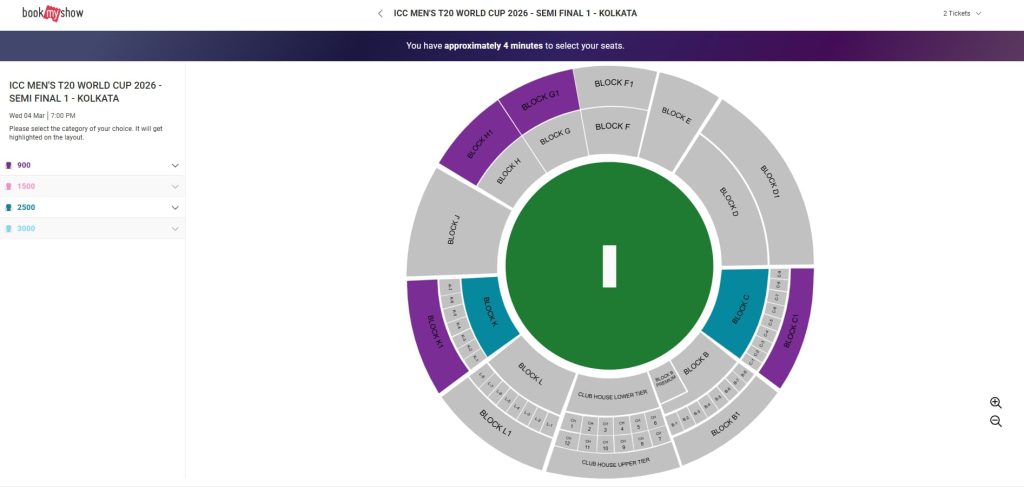 Choose Seating Category For Semi Final Match 
