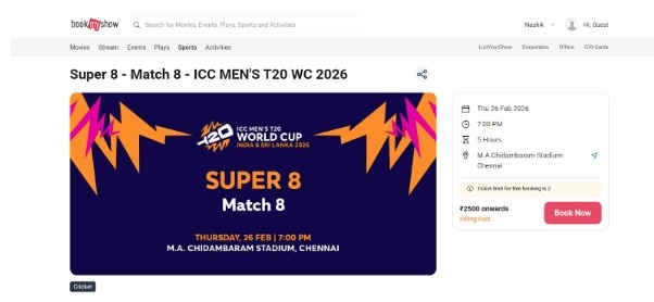 Super 8 Match 8 Page Ticket Booking Page 