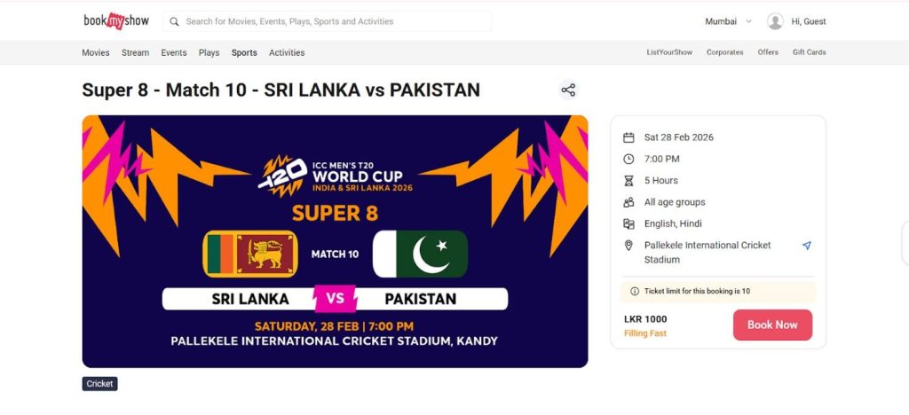 Visit the BookMyShow website