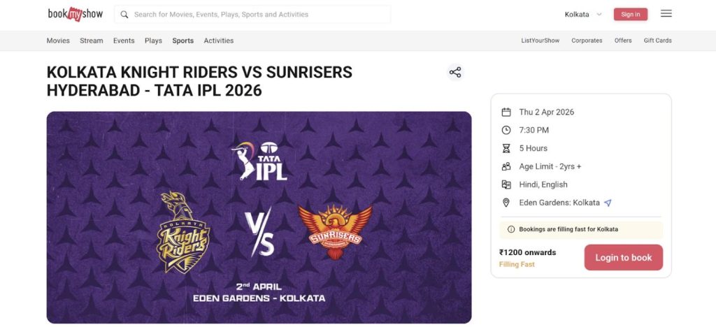 Book Eden Gardens IPL 2026 Tickets Book Eden Gardens IPL 2026 Tickets