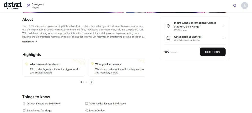 District By Zomato Match select