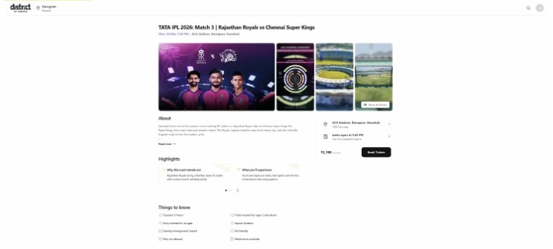 Select the RR vs CSK Match 3 Select the RR vs CSK Match 3