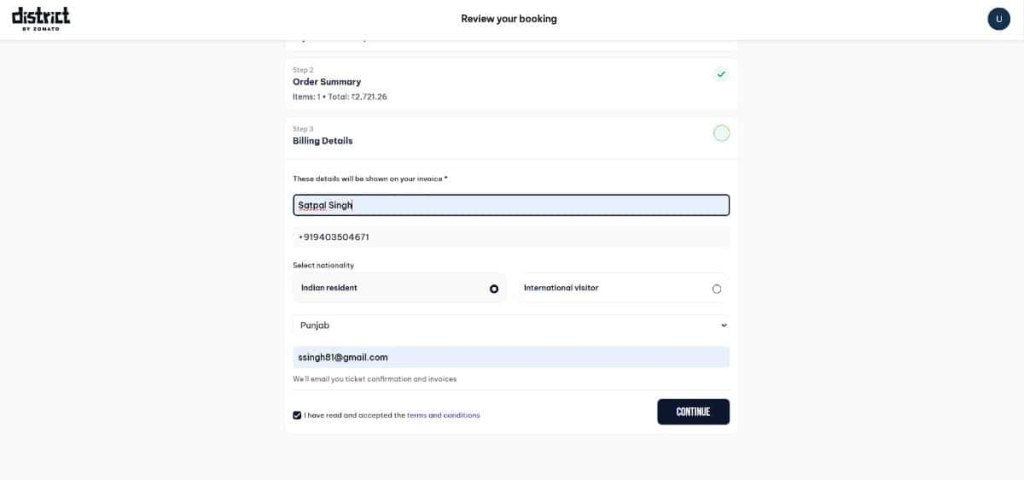 Enter billing details