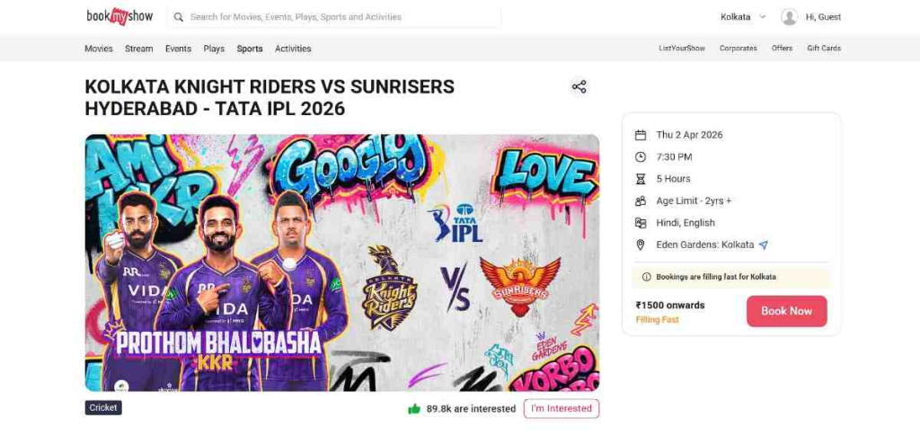 Tap “Book Tickets Tap “Book Tickets