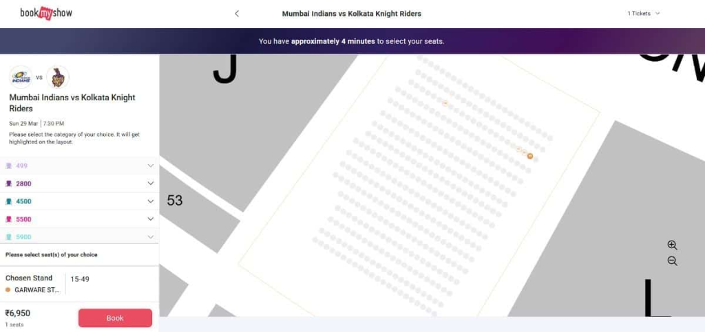 Pick your exact seat from the zoomed-in view