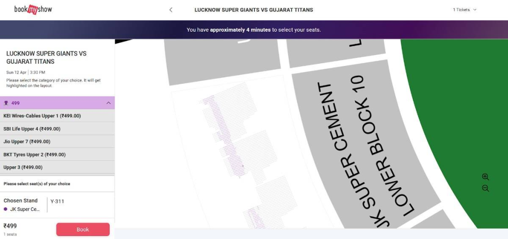 Select your preferred stand and seats Select your preferred stand and seats