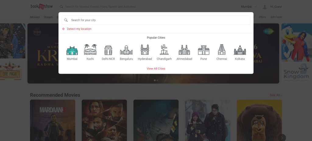 Set your city to Mumbai.