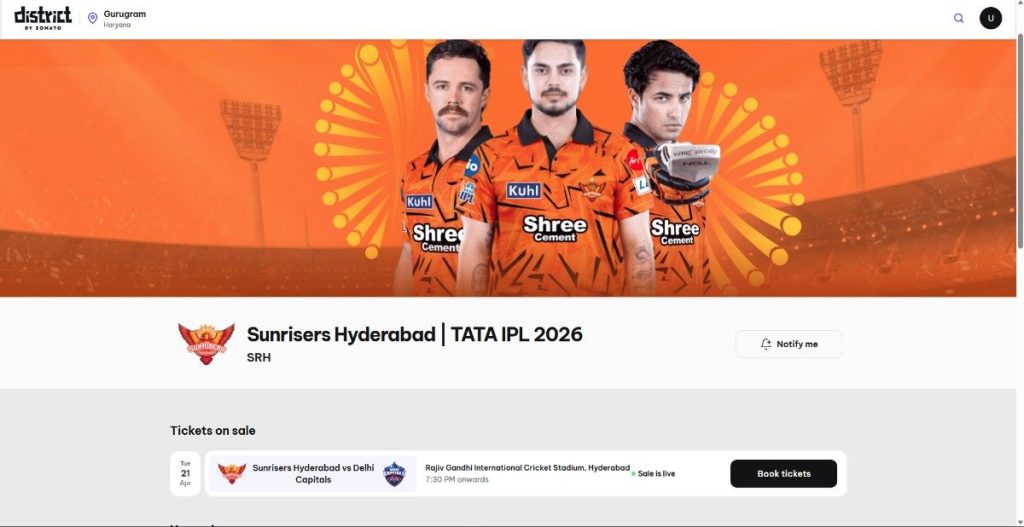 Book SRH vs DC Match 31 Tickets Online