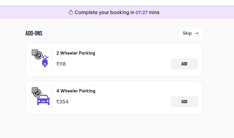 Choose a parking slot if you’re bringing your personal vehicle.