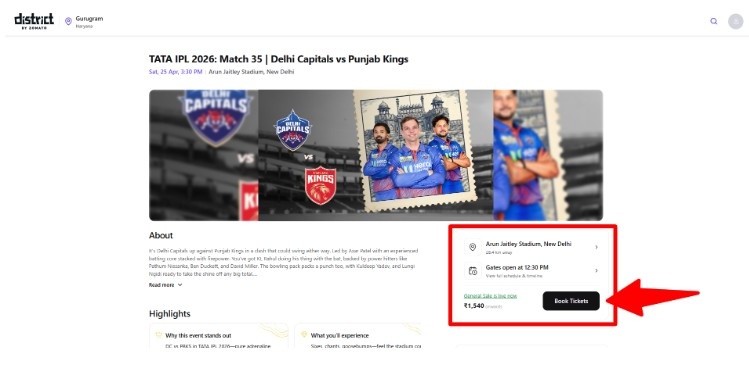 Click on “Book Tickets”