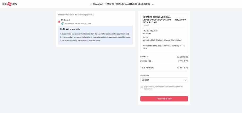 Confirm M-Ticket format and review total 