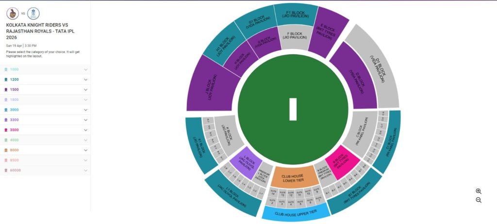 Explore the Eden Gardens Seating Map
