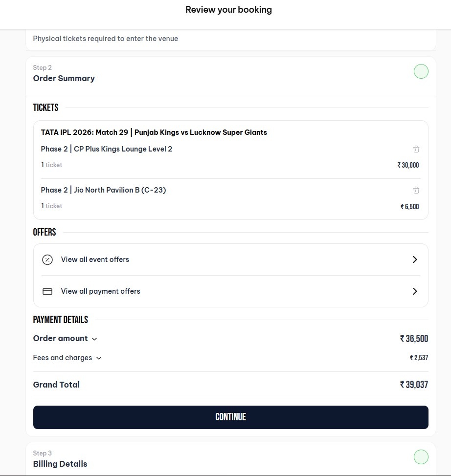 Make payment for the PBKS vs LSG Match 29 Tickets