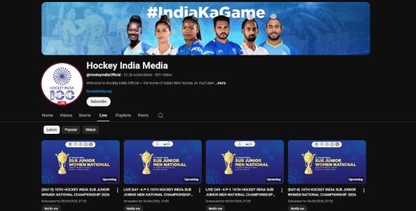 Hockey India YouTube Channel Page Hockey India YouTube Channel Page