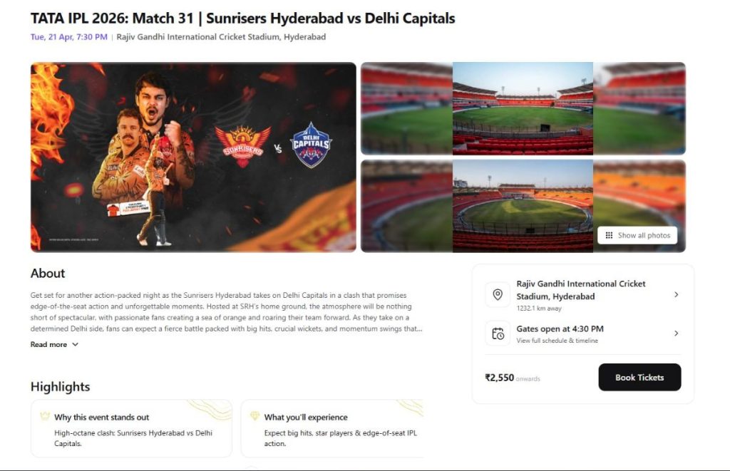 Select Match 31 - SRH vs DC