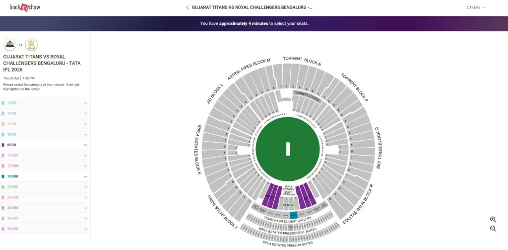 Select number of seats