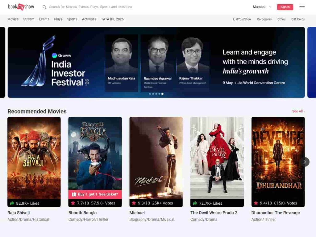 Visit BookMyShow