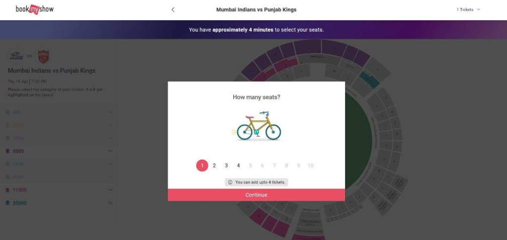 Choose the number of tickets