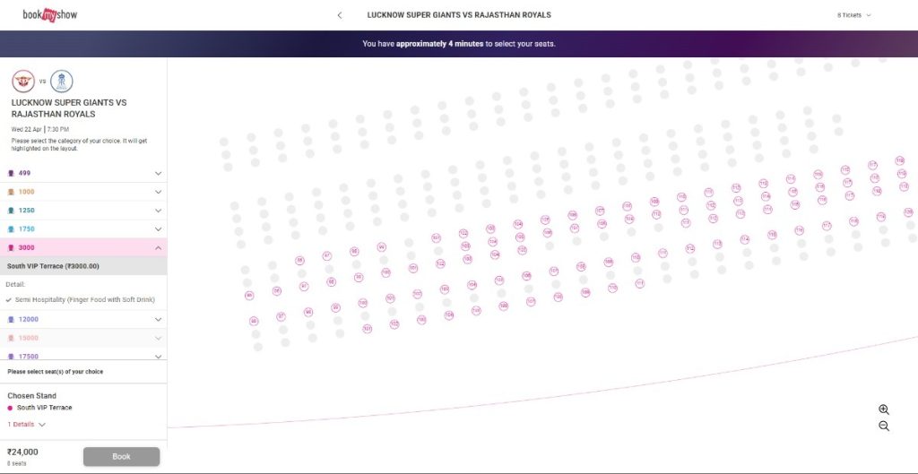 select your preferred seats