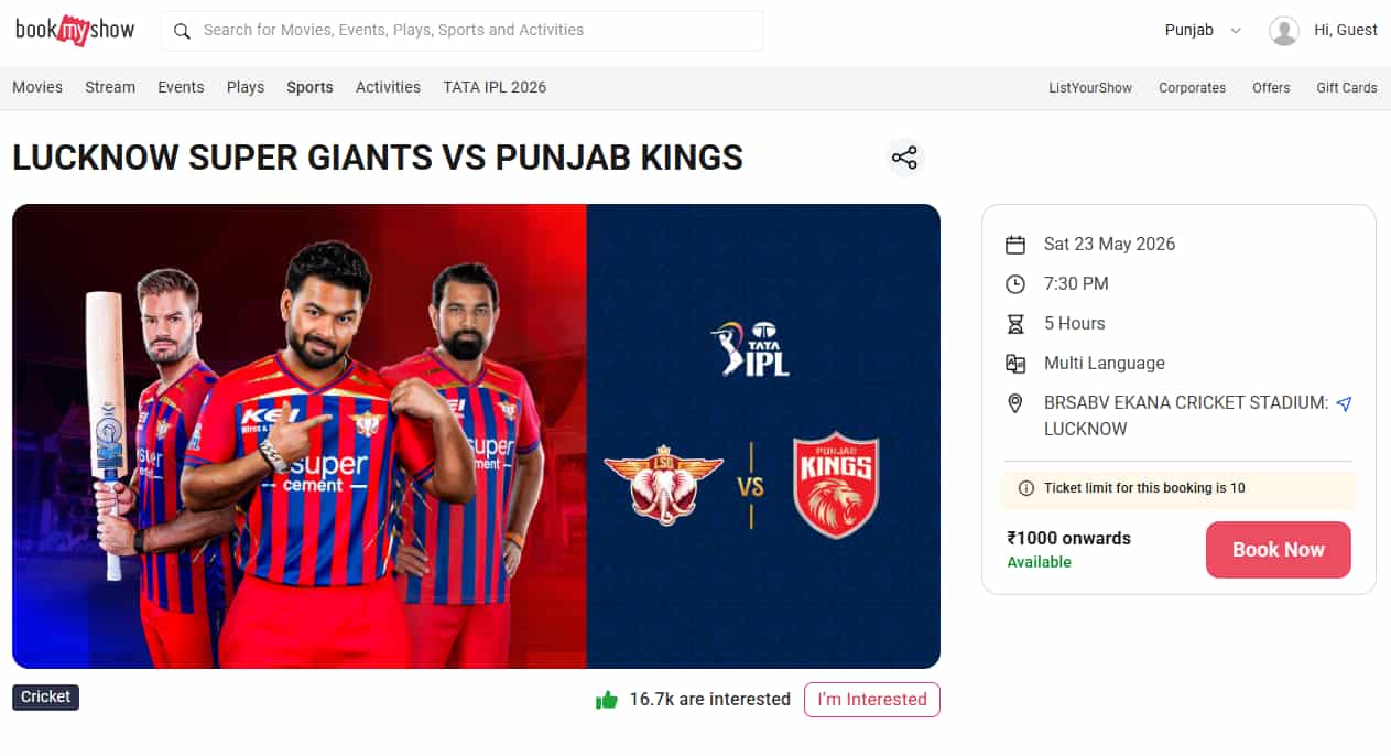 LSG vs PBKS IPL 2026 Match 68 LSG vs PBKS IPL 2026 Match 68
