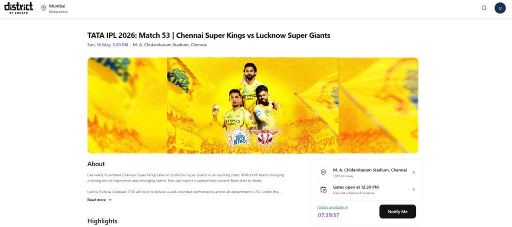 Search For CSK vs LSG Match 53