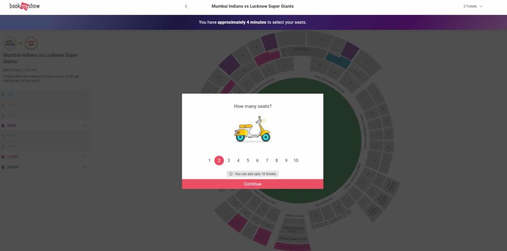Select number of tickets