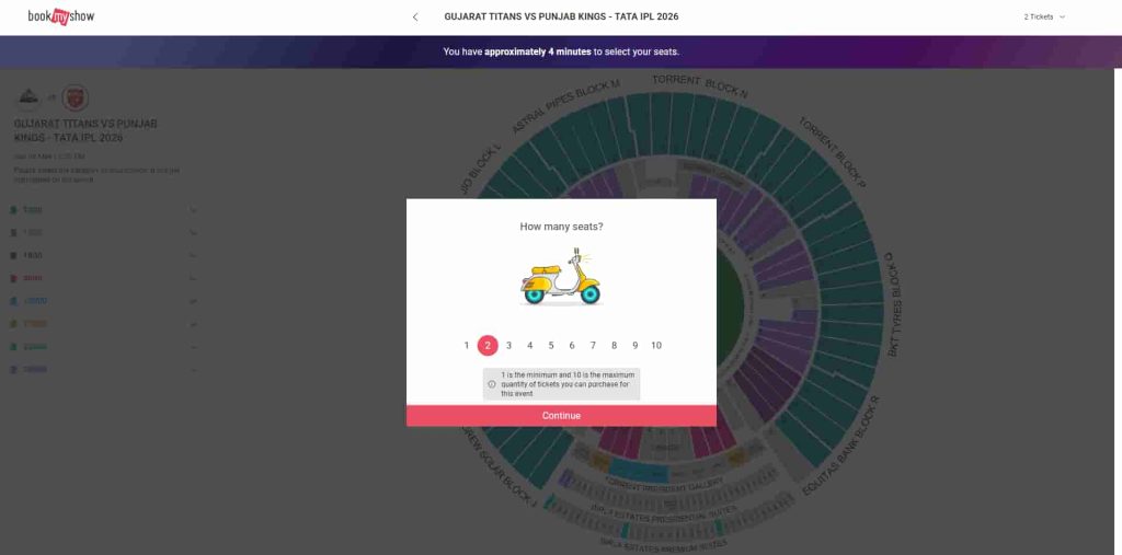 Select number of tickets