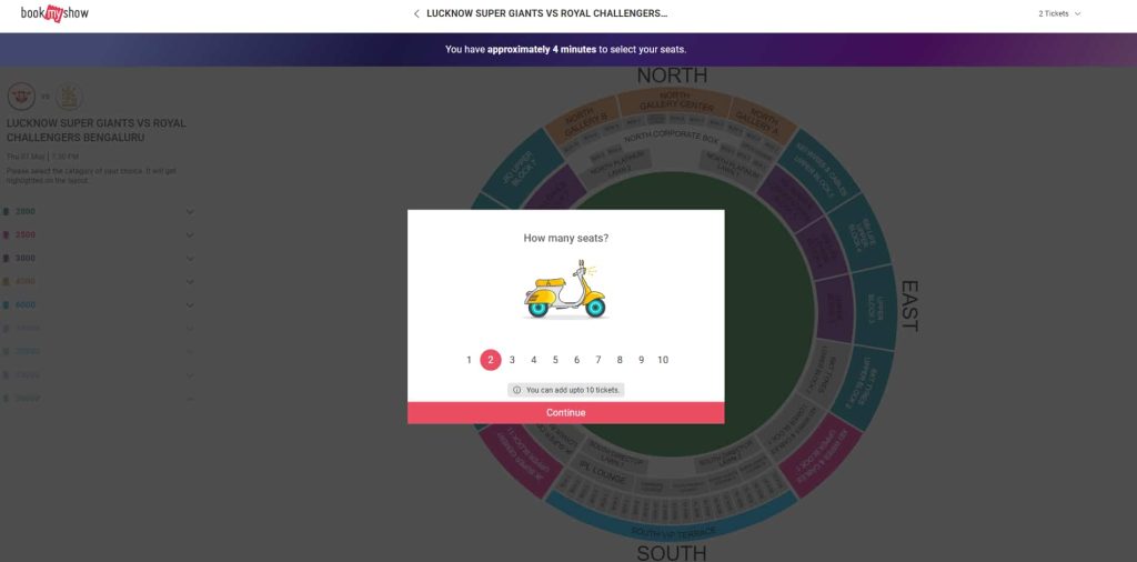 Select the number of seats