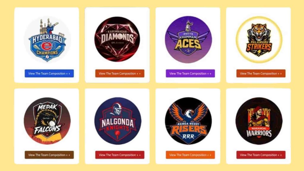 Telangana T20 League 2026 Teams